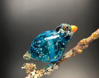 Blue Bird bead, lampwork bird bead, bird jewelry