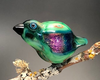 lampwork glass bird, bird bead, glass bird bead, rainbow jewelry, Beautiful glass, WBR- 137-78