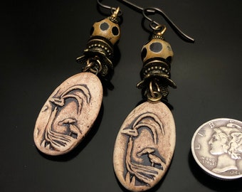 African Motif earrings, bronze earrings, African gazelle design jewelry, Ethnic flavored jewelry