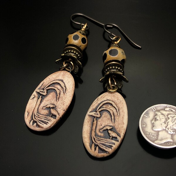African Motif earrings, bronze earrings, African gazelle design jewelry, Ethnic flavored jewelry