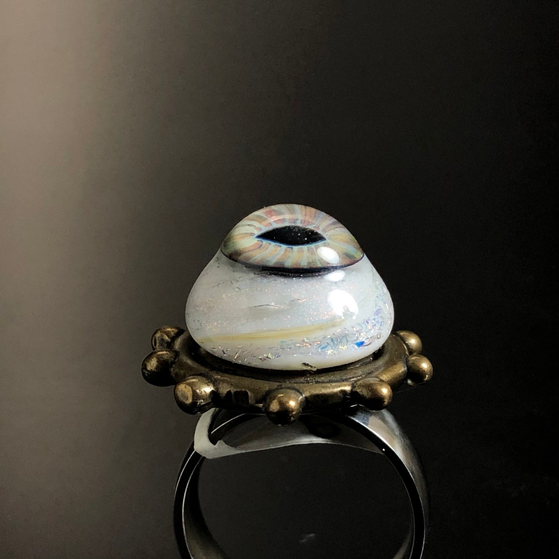 Hazel Eye Ring Eyeball Ring Glass Eye Jewelryglass Eye Etsy