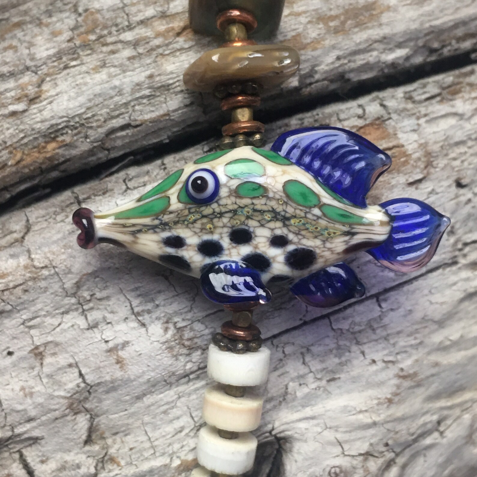 Fish Necklace... Glass Fish, Ocean Jewelry, Artisan Necklace,fish