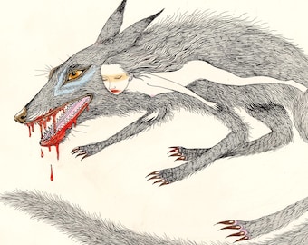 Wolf Transformation Female Power Art Print