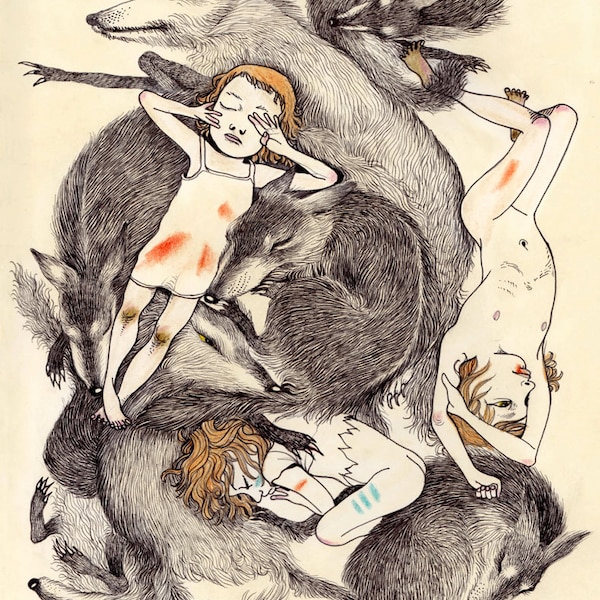 Wolf Children Illustration Print
