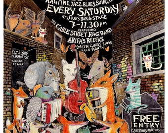 Jazz Animal Art Print Poster