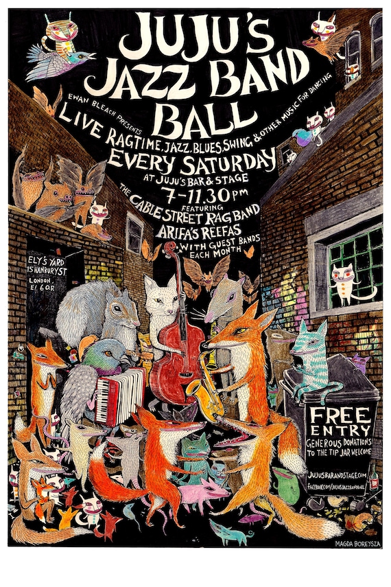 ジャズアニマルアートプリントポスター - Etsy 日本