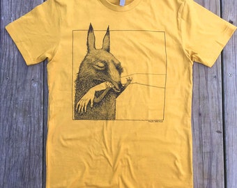 Screen Printed T shirt, Creature Bite shirt, Animal lover gift