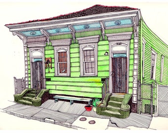 Giclee Print New Orleans Shotgun House