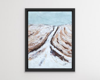 Pintura original de paisagem abstrata em encáustica de 11x14”: Dias preguiçosos