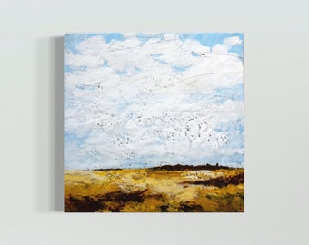 Pintura de paisagem abstrata encáustica original de 18x18&quot;: Seguindo em frente