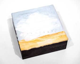 Original 4x4” Abstract Encaustic Landscape Painting: Untitled Mini #950