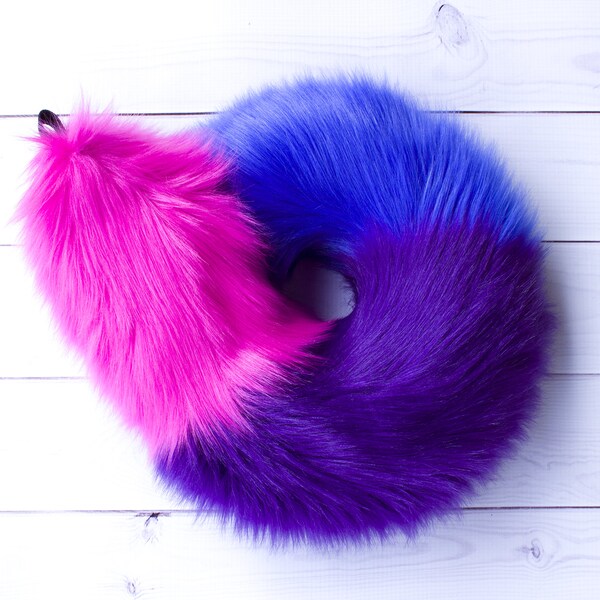 Pink, Purple, and Blue Bi Pride Curled Husky Tail
