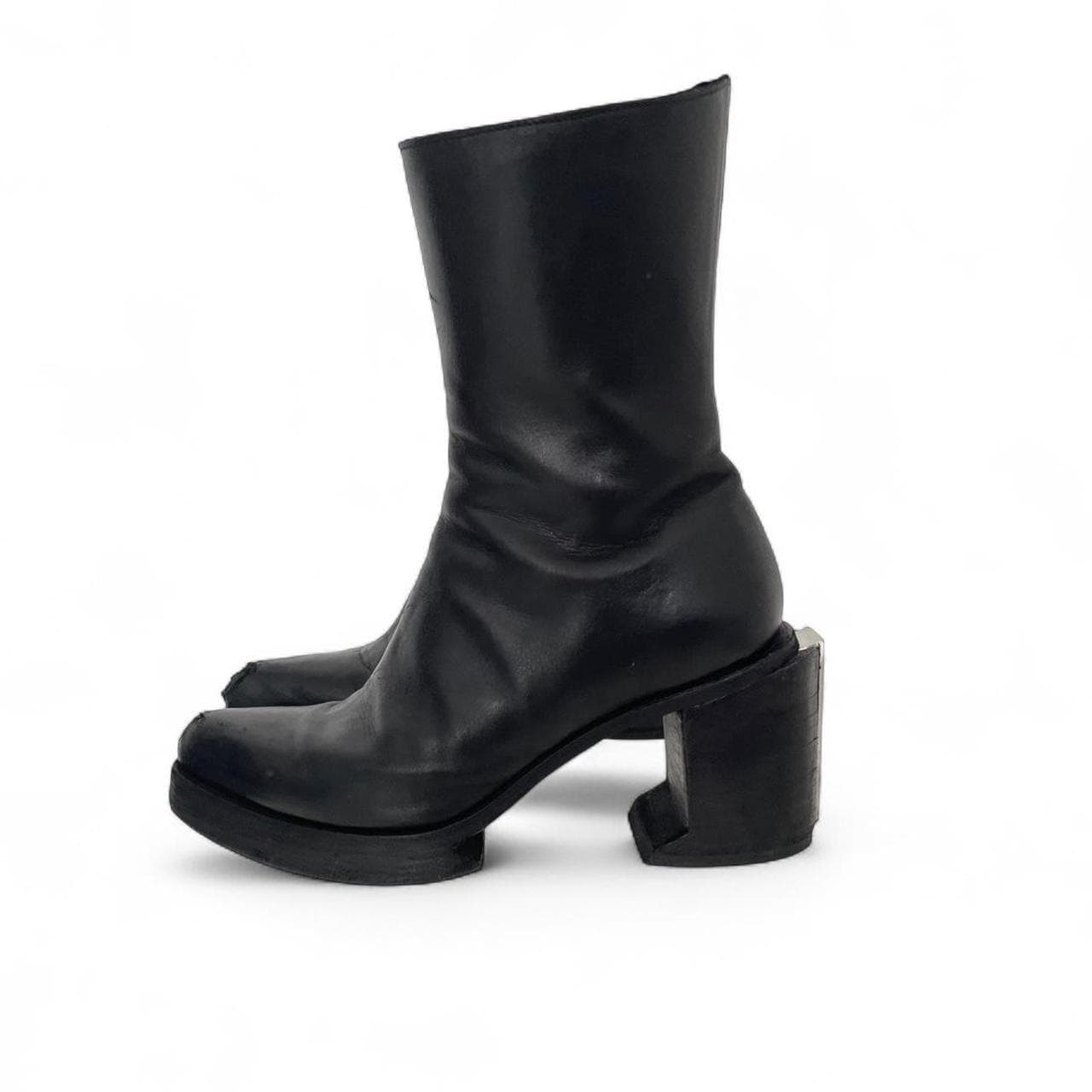 SÖDERBERG Black leather chunky heel boots with side zipper 39