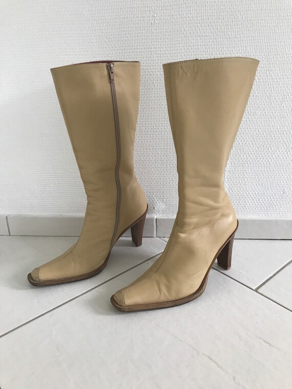 COWBOY stiletto boots EU 38 fine beige leather vin