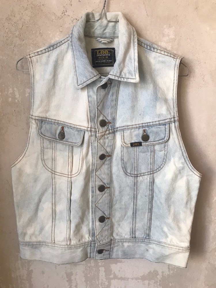 Sale LEE 90s Custom Denim Vest Jacket M 