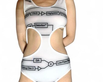 Traje de baño de una pieza con estampado Cyber Goth Circuit (talla M)