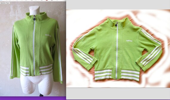 ADIDAS 90s vintage apple green big rip zip up shor