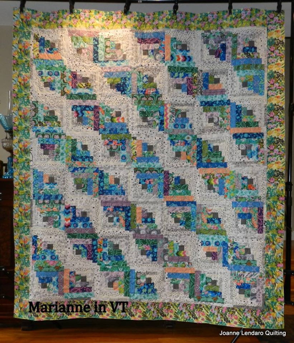 Floral Log Cabin Quilt Etsy