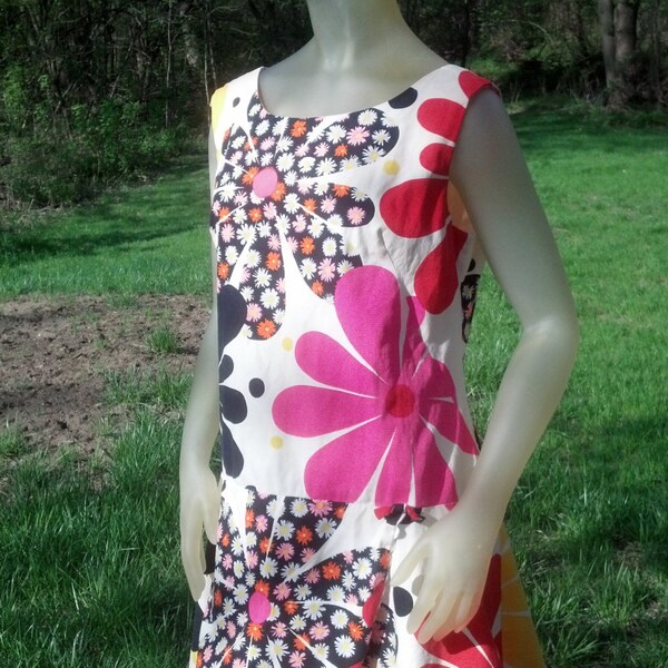 Retro Flower Print Sheath Sleeveless Summer Dress Pink Yellow Black FREE SHIPPING