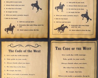 Cowboy/'s Code of the West 5/"X8/" Laminated Magnetic Sign//Poster