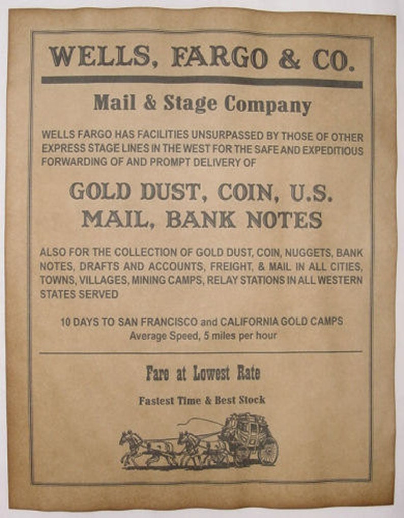 Set of 5 Old West Notice Posters Pony Express Stagecoach Etsy
