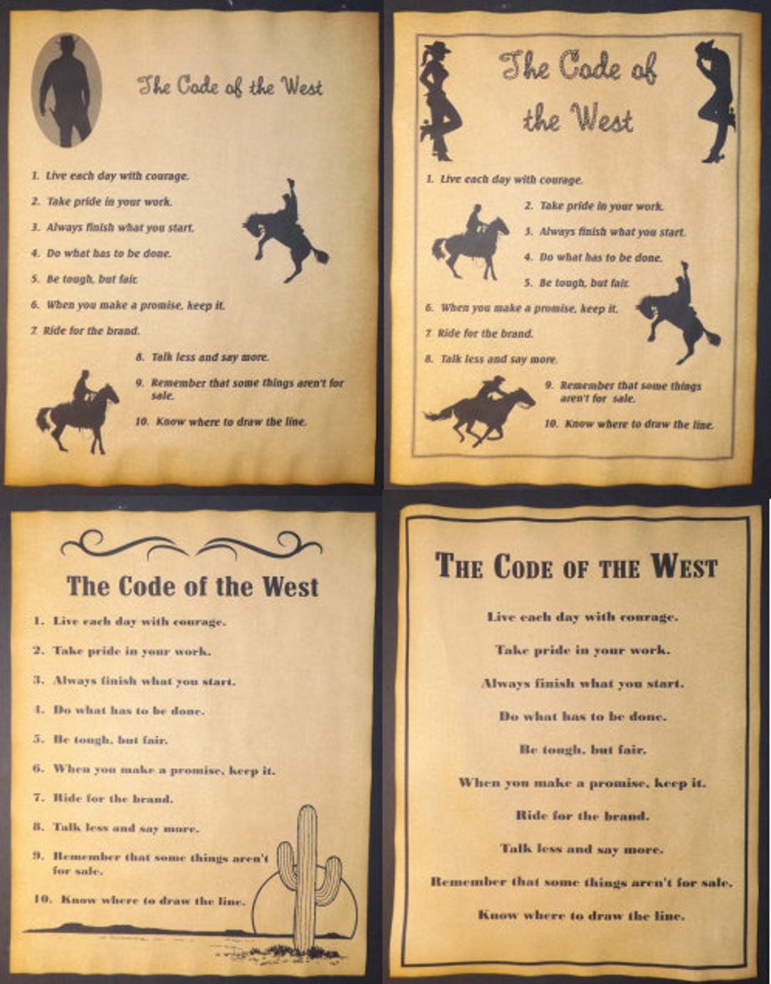 The code of the west poster your choice of 4 versions old etsy uk