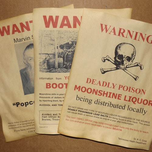 Set of 3 Moonshine Wanted Posters Moonshiner Popcorn Sutton Etsy