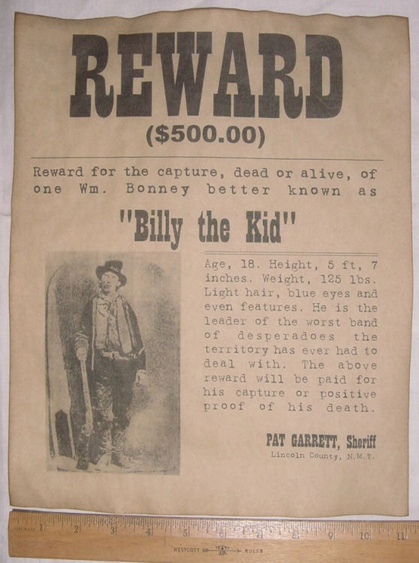 BIG 11 X 14 Billy the Kid Wanted Poster Old West Western Etsy