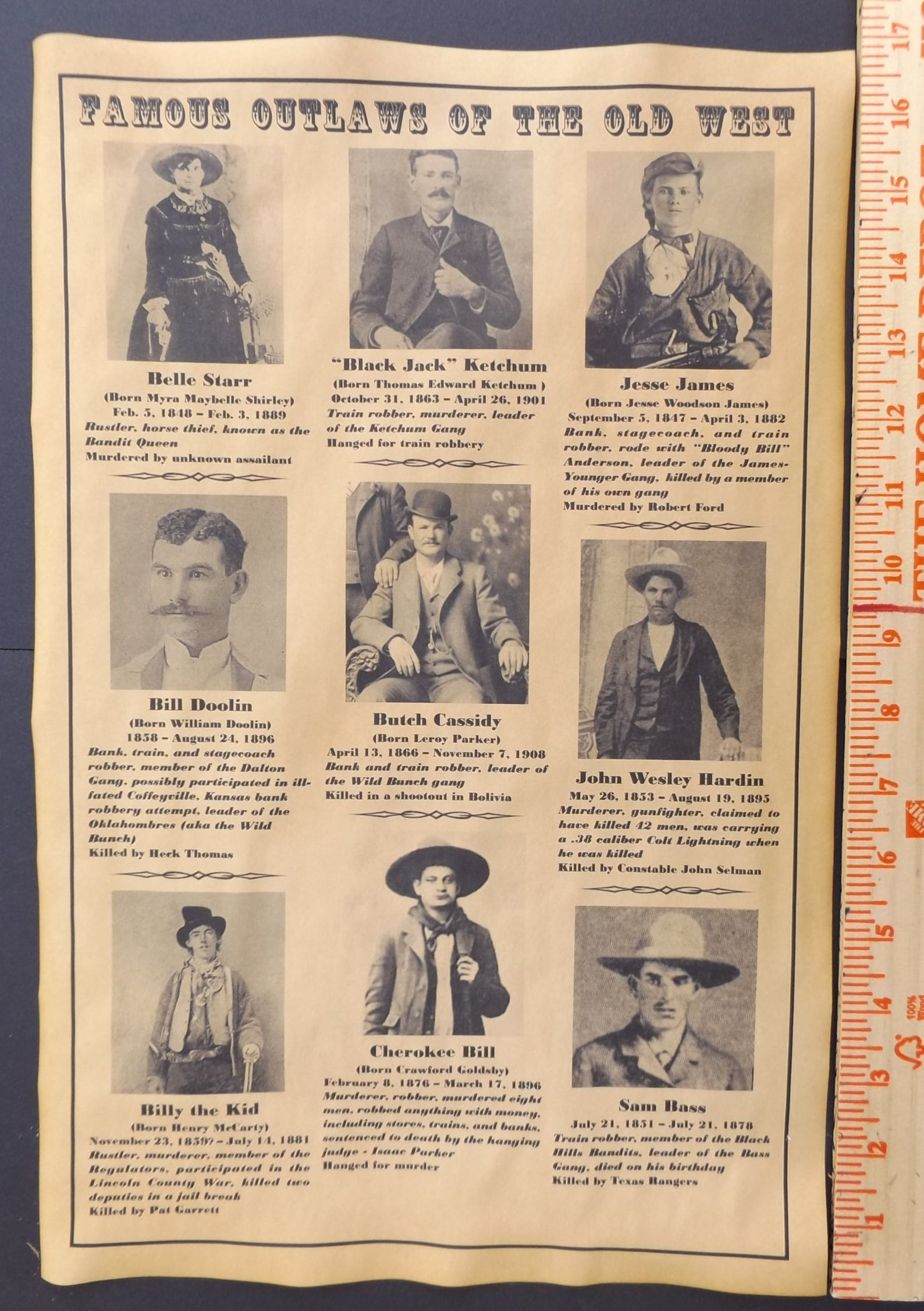 Famous Lawmen or Outlaws of the Old West Poster 11 x 17 Etsy