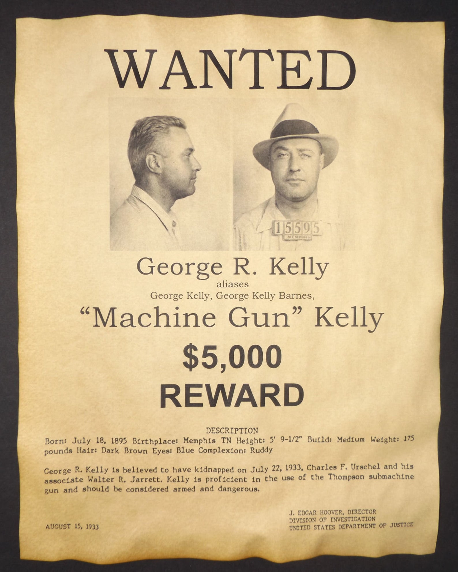 Set of 5 Gangster Wanted Posters Bonnie & Clyde Al Capone - Etsy