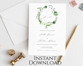 beach wedding invitation template etsy
