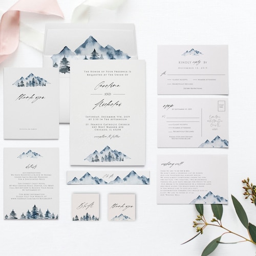 Mountain Wedding Invitation Template Printable Invite RSVP - Etsy