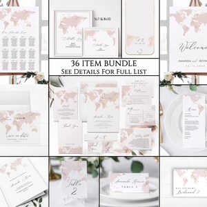 Map Wedding Invitation Template Bundle, Destination Wedding Bundle, Travel Wedding Invitation Printable, Watercolor Map Wedding Invite, Nya