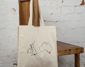 Personalised map tote bag