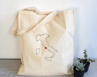 personalised Italy map cotton tote bag
