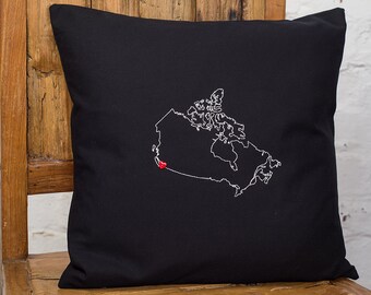 Embroidered Country Map Cushion Cover – Personalized Long Distance Gift