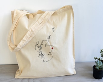 Personalized Scotland Map Tote Bag – Embroidered Cotton Shopper