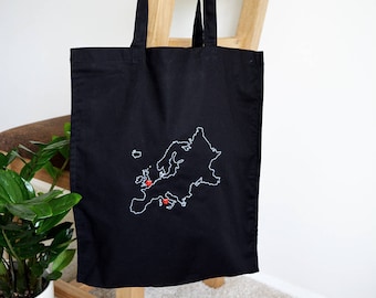 Personalised Europe map tote bag