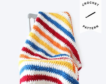 CROCHET PATTERN: Stripey Days Baby Blanket | crochet baby blanket, pattern, digital download, handmade, plush blanket pattern, baby gift