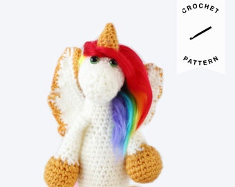 CROCHET PATTERN: Aurora the Rainbow Unicorn Crochet | crochet pattern, stuffed animal, amigurumi pattern, plushie, unicorn, digital download