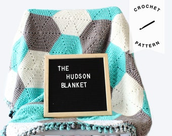 Hexagon Baby Blanket [Crochet Pattern]. Handmade Blanket. Crochet Afghan Pattern. Fleece lined. Crochet Border. Coming Home Gift Boy or Girl