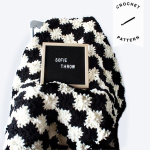 CROCHET PATTERN: Sofie&#39;s Throw | crochet throw blanket, pattern, digital download, handmade, black and white, super chunky, crochet throw