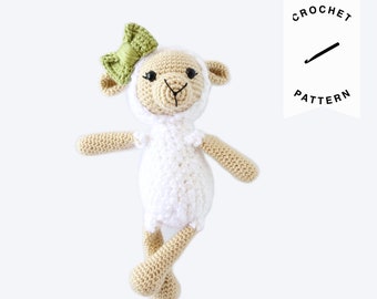 PATRÓN CROCHET: Peluche Lily el Cordero / patrón crochet, peluche, patrón amigurumi, peluche, cordero, oveja, granja, descarga digital