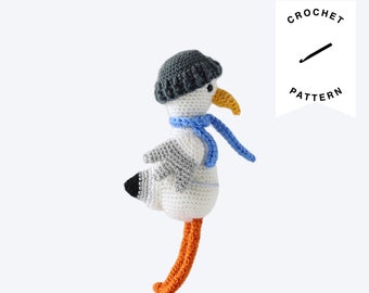 CROCHET PATTERN: Gulliver the Seagull Plushie | crochet pattern, stuffed animal, amigurumi pattern, plush, beach, seagull, digital download