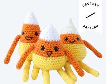 CROCHET PATTERN: Candy Corn Kids Plushies | crochet plush, amigurumi pattern, crochet toy, handmade, Candy corn, halloween, digital download
