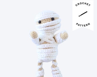 PATRÓN DE CROCHET: Mumford la Momia / momia de crochet, patrón amigurumi, juguete de crochet, hecho a mano, amigurumi, halloween, muertos vivientes, descarga digital