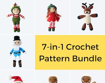 Christmas Buddies Collection - Crochet Pattern Bundle - Amigurumi Santa, christmas elf plushies, gingerbread people, nutcracker, reindeer