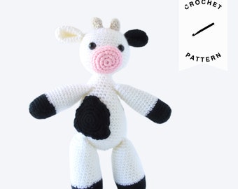 PATRÓN DE CROCHET: Bonnie the Cow Plushie / patrón de crochet, peluche, patrón amigurumi, peluche, vaca fresa, vaca, descarga digital