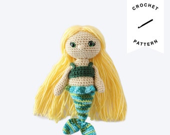 PATRÓN CROCHET: Peluche Melly la Sirena / patrón crochet, peluche, patrón amigurumi, felpa, playa, sirena, descarga digital