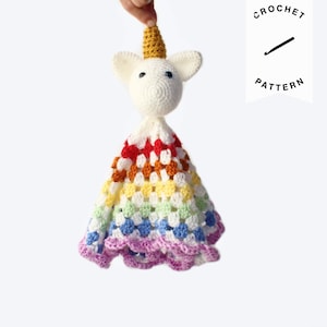 CROCHET PATTERN: Aurora Unicorn Lovey, Security Blanket, soothing blanket, baby shower gift, baby toys, plushie, baby blanket, PDF pattern